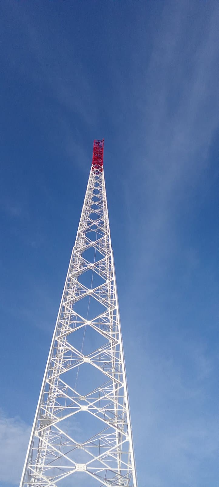 Camouflaged telecom towers behind a Maldivian resort beach