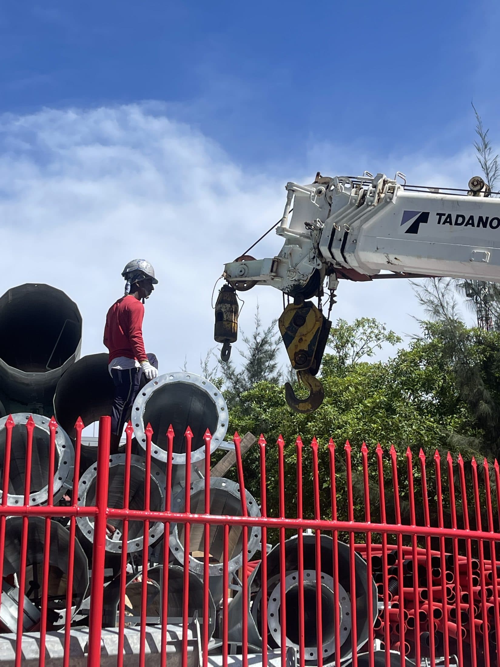 Construction materials being mobilised for a home building project in the Maldives
